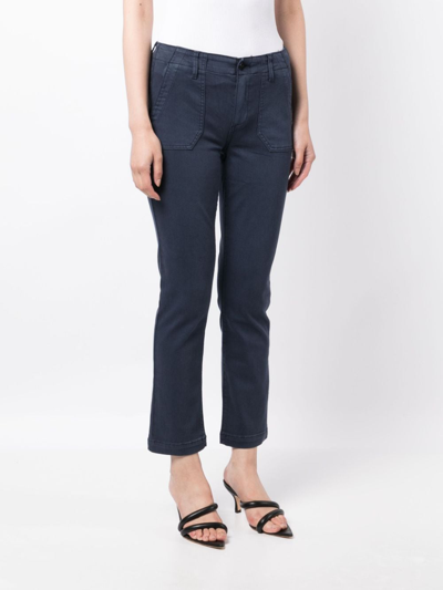 Shop Paige Mayslie Mid-rise Cropped Jeans In Blue