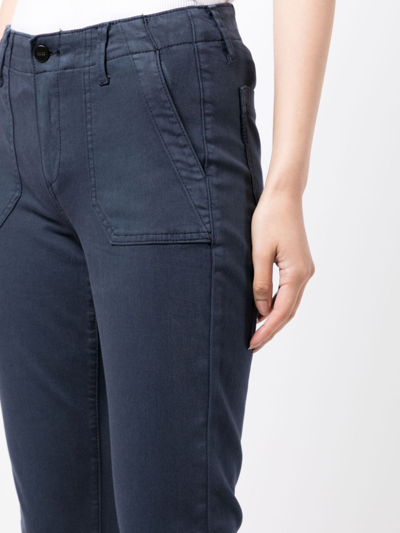 Shop Paige Mayslie Mid-rise Cropped Jeans In Blue