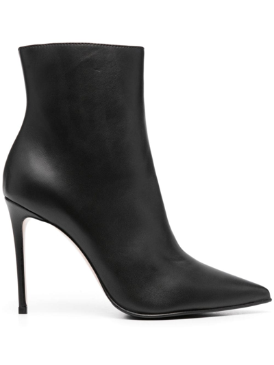 Shop Le Silla Eva 100mm Leather Ankle Boots In Black