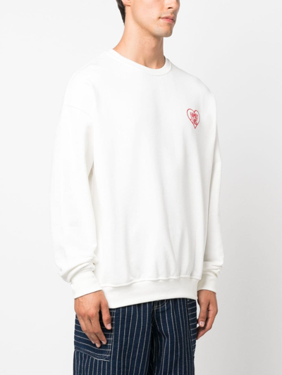 Shop Family First Logo-embroidered Cotton Sweatshirt In White