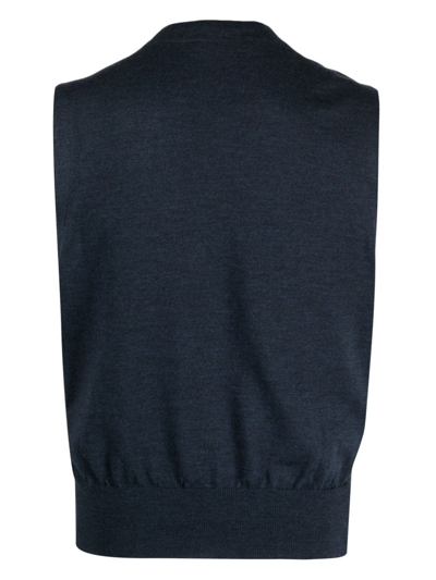 Shop Fileria V-neck Double-breasted Vest In Blue