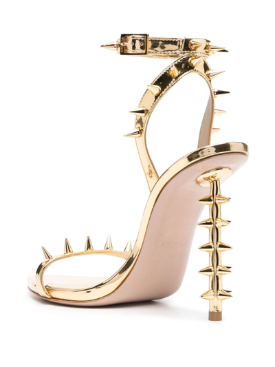 Shop Le Silla Jagger 120mm Rockstud-embellished Sandals In Gold