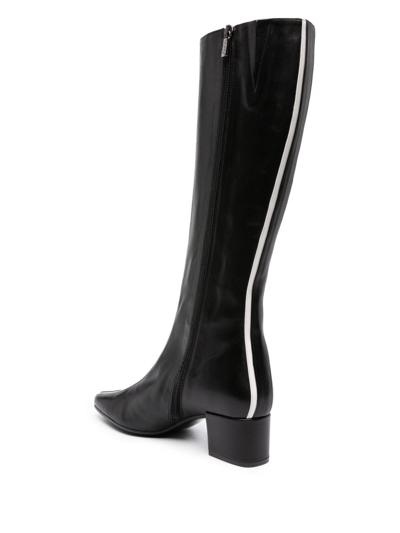 Shop Carel Paris 45mm Stripe-detailing Leather Boots In Black