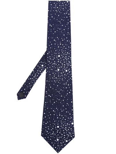 Shop Fursac Star-print Silk Tie In Blue