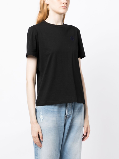 Shop Tory Burch Logo-embellished Cotton T-shirt In Black