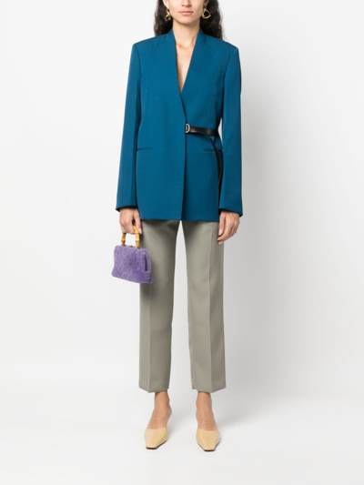 Jil Sander Tailored Belted Single-breasted Blazer In Blue