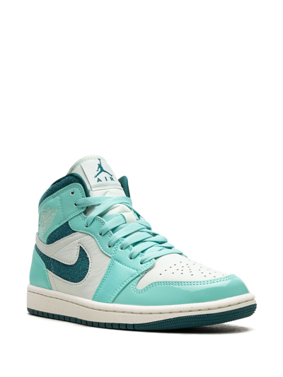 Shop Jordan Air  1 Mid Se "bleached Turquoise" Sneakers In White