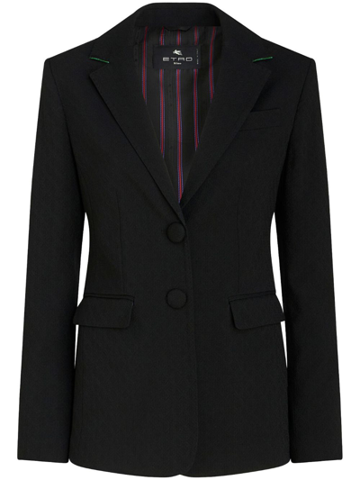 Shop Etro Notched-lapels Single-breasted Blazer In Black
