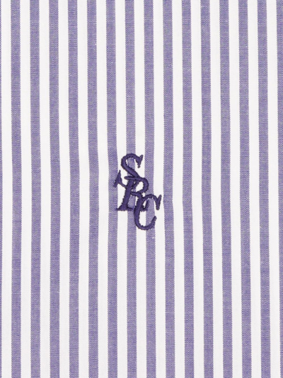 Shop Sporty And Rich Src Logo-embroidered Striped Shirt In Blue