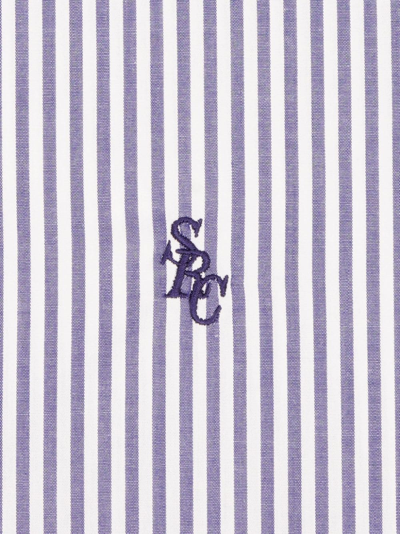 Sporty And Rich Src Logo-embroidered Striped Shirt In Blue