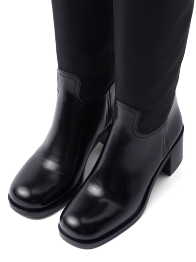 Shop Prada Triangle-logo Knee-high Boots In Black