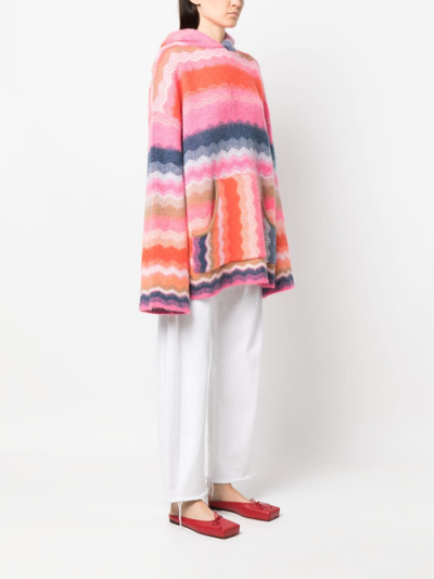 Shop Jejia Zigzag Intarsia-knit Hoodie In Pink