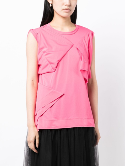Shop Comme Des Garçons Asymmetric Folded-detailing Tank Top In Pink