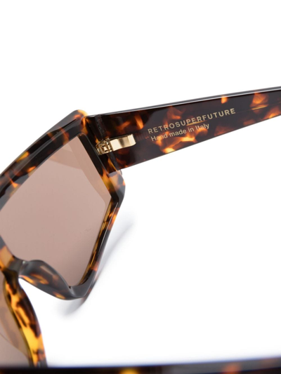 Shop Retrosuperfuture Zed Burnt Geometric-frame Sunglasses In Brown