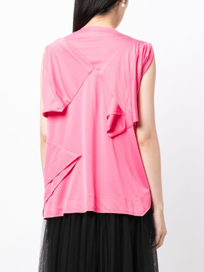 Shop Comme Des Garçons Asymmetric Folded-detailing Tank Top In Pink