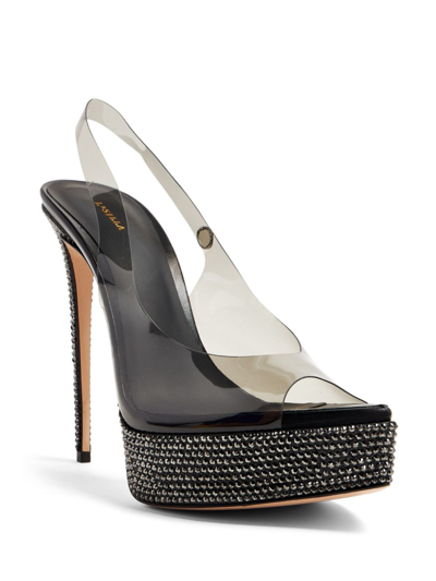 Shop Le Silla Divina Crystal-embellished Slingback Sandals In Black