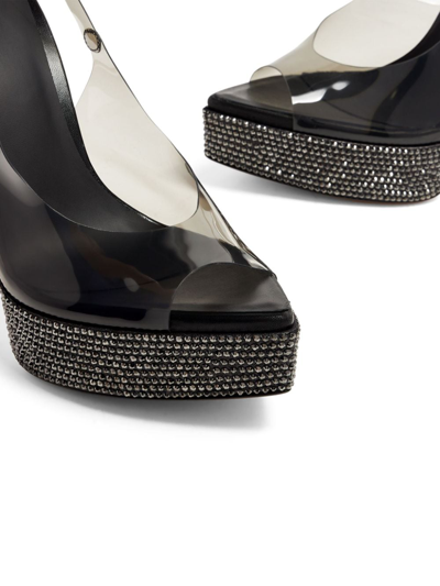 Shop Le Silla Divina Crystal-embellished Slingback Sandals In Black