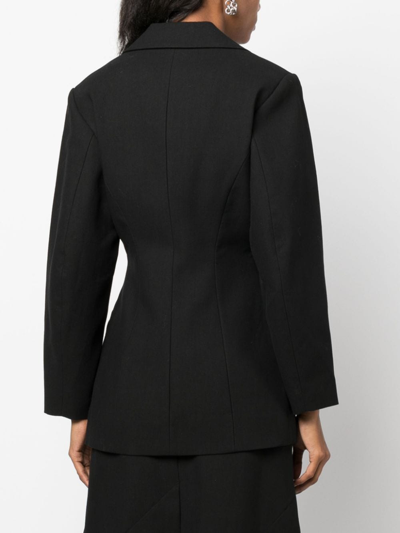 Shop Ganni Single-breasted Organic-cotton Blazer In Black