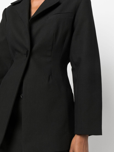 Shop Ganni Single-breasted Organic-cotton Blazer In Black