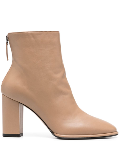 Shop Le Silla Elsa 85mm Leather Ankle Boots In Neutrals