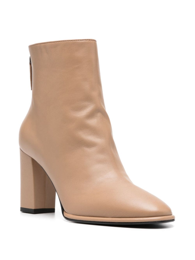 Le Silla Elsa 85mm Leather Ankle Boots In Neutrals