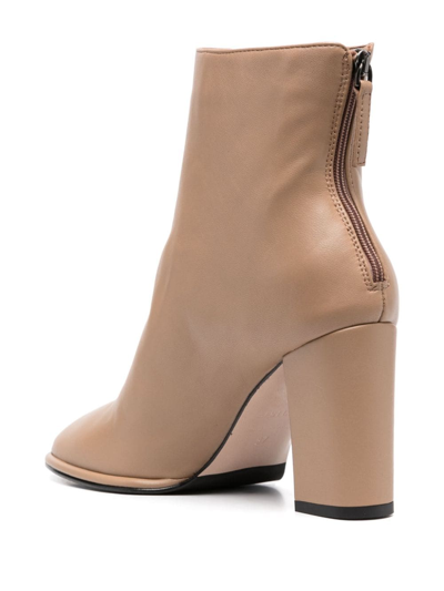 Shop Le Silla Elsa 85mm Leather Ankle Boots In Neutrals