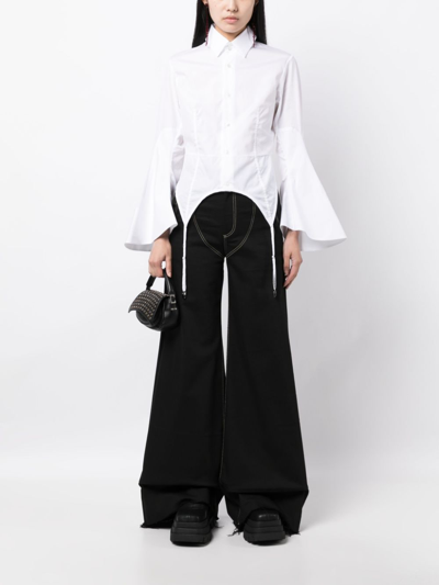 Shop Noir Kei Ninomiya Braces-detail Long-sleeve Shirt In White