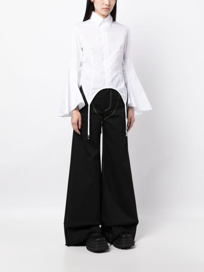 Shop Noir Kei Ninomiya Braces-detail Long-sleeve Shirt In White