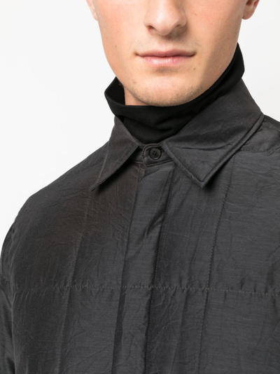 Shop Auralee Quilted Cotton-silk Blend Shirt In Black
