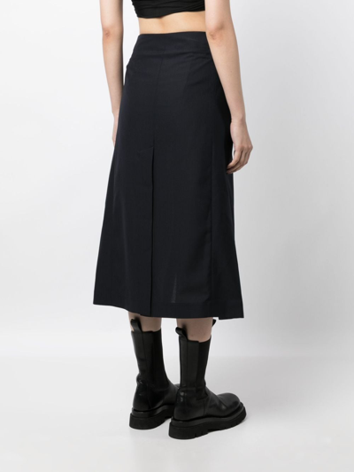 Shop Sacai Suiting Mix Layered Midi Skirt In Blue