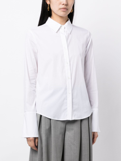 Shop Twp Plain Cotton-blend Shirt In White