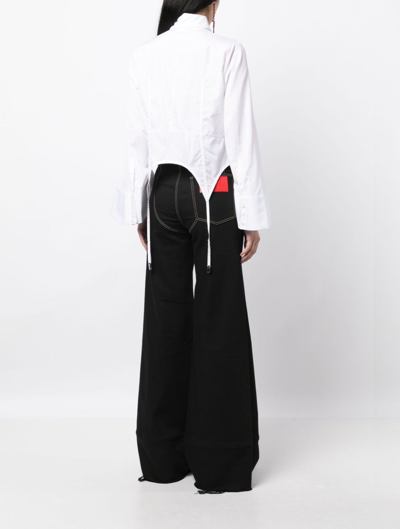 Shop Noir Kei Ninomiya Braces-detail Long-sleeve Shirt In White