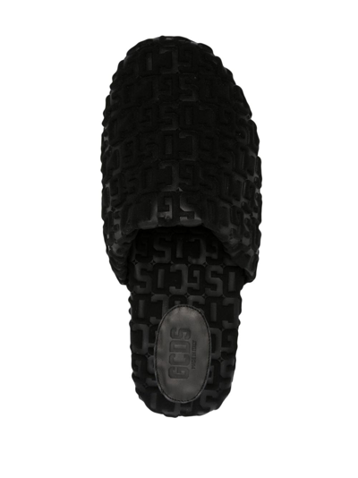 Shop Gcds Logo-embossed Monogram Slippers In Black