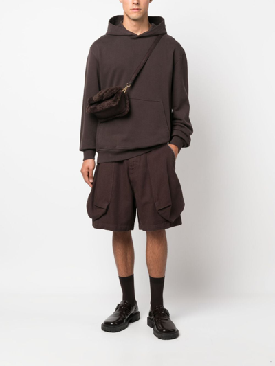 Shop Jacquemus Croissant Puffer Cargo Shorts In Brown