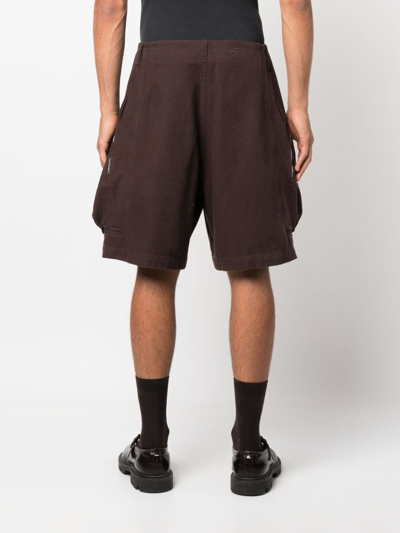 Shop Jacquemus Croissant Puffer Cargo Shorts In Brown