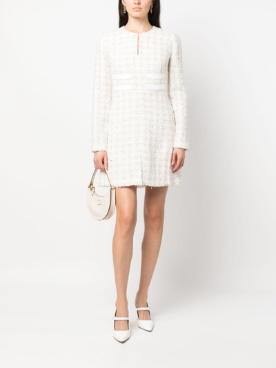 Giambattista Valli Long Sleeve Boucle Mini Dress In Neutrals