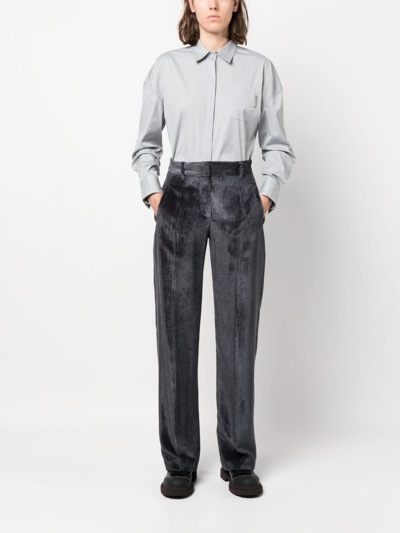 Shop Brunello Cucinelli Velvet-corduroy Straight-leg Trousers In C8901 Blue