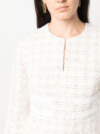 Giambattista Valli Long Sleeve Boucle Mini Dress In Neutrals