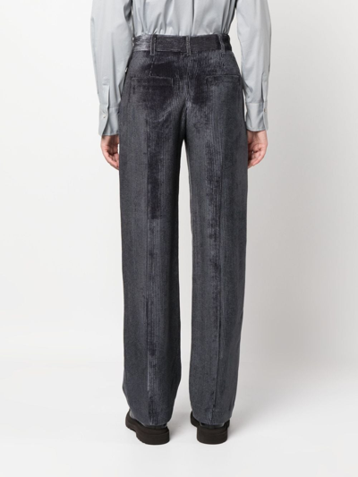 Shop Brunello Cucinelli Velvet-corduroy Straight-leg Trousers In C8901 Blue