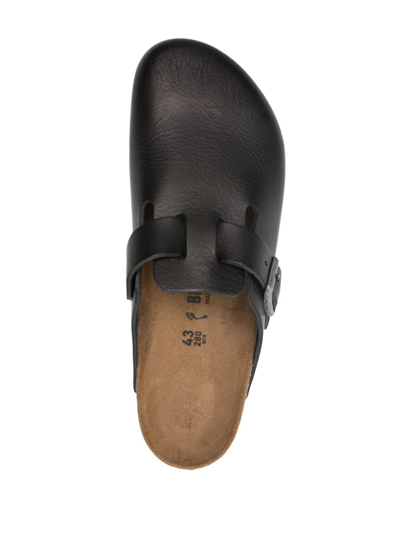 Shop Birkenstock Boston Grip Leather Slippers In Black