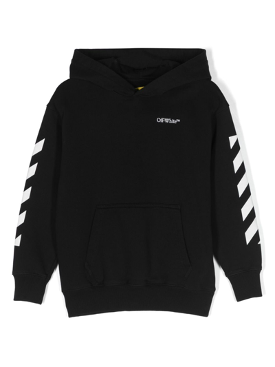 Shop Off-white Logo-print Cotton Hoodie In Black