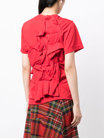 Shop Comme Des Garçons Asymmetric Gathered-detailing T-shirt In Red