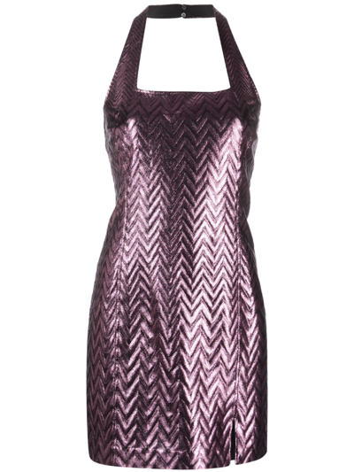 Shop Missoni Metallic Zigzag Mini Dress In Pink
