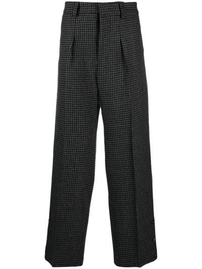 Shop Nanushka Wilco Houndstooth-pattern Trousers In Black