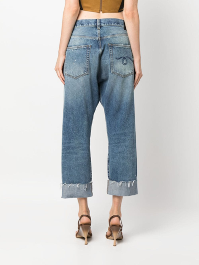 Shop R13 Low-rise Cropped Jeans In Blue
