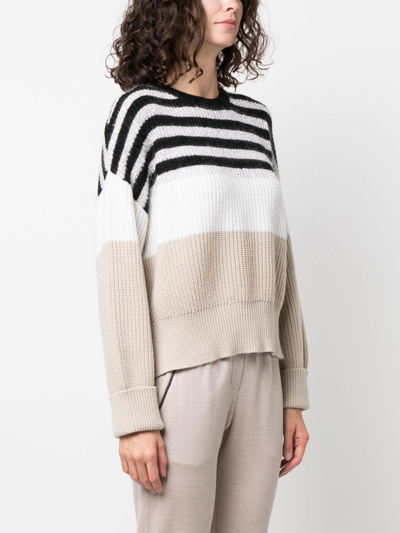 Shop Brunello Cucinelli Stripe-pattern Knitted Jumper In Neutrals