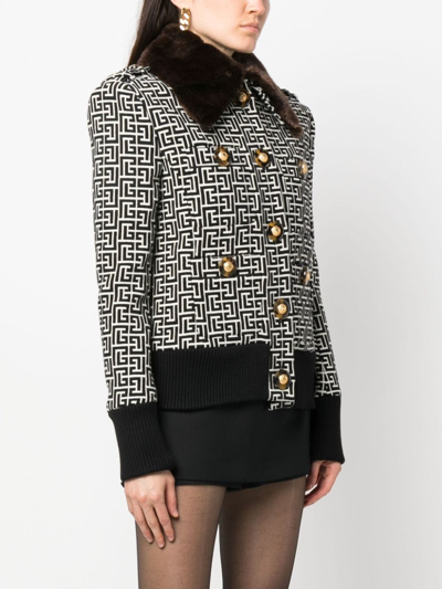 Shop Balmain Pb-monogram Wool-blend Jacket In Black