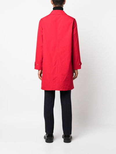 Shop Fursac Classic-collar Midi Raincoat In Red
