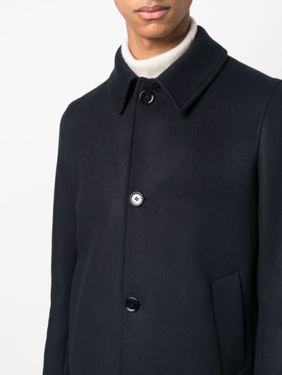 Shop Fursac Classic-collar Trench Coat In Blue