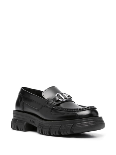 Shop Karl Lagerfeld Logo-plaque Ridged-sole Loafers In Black